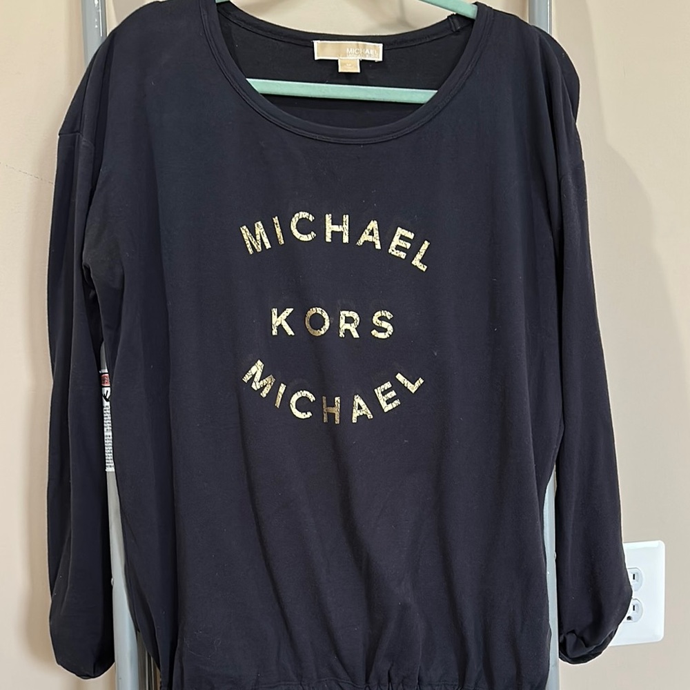 Michael Kors Black Top with Gold Logo